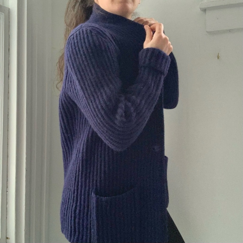 vintage L.L.Bean wool wide-ribbed knit long chunky cardigan